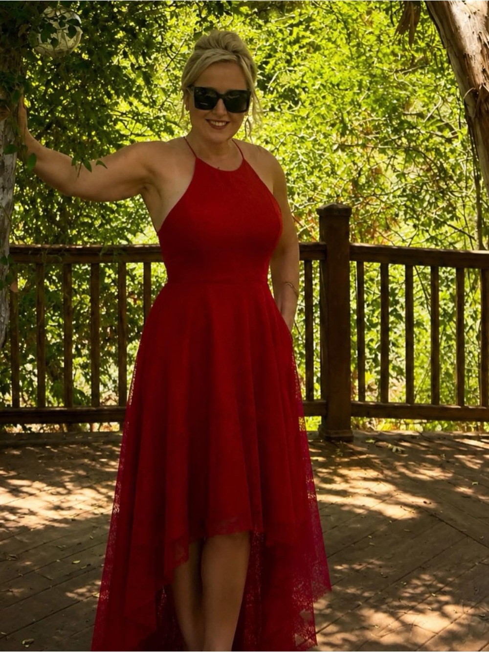 Jenny Yoo Collection Red Lace Hi-Lo Party Dress❤️💃